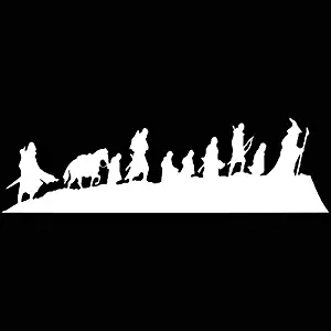 PLU Fellowship Lord of The Rings White Decal Vinyl Sticker|Cars Trucks Vans Walls Laptop| White |7.5 x 2.5 in|PLU120